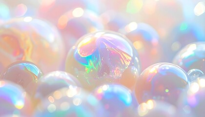 Opal Iridescent Glow Lights. Blurred Glitter Bokeh Confetti Lights Background
