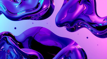 Neon Violet Liquid Chrome Wallpaper with Glossy Metallic Waves and Smooth Futuristic Fluid Abstract Background in Vibrant 3D Rendering