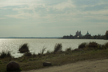 View of the Nero lake with Yakovlevsky Monastery in the distance