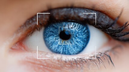 Closeup view of irisrecognition technology capturing detailed eye patterns for identity verification