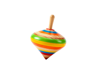 A Colorful Wooden Spinning Top. A classic and traditional children's toy for simple, timeless fun.