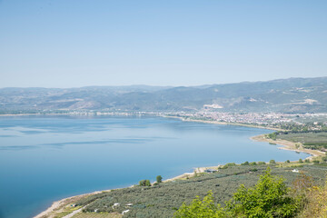 Top view of Iznik and Iznik Lake in T&uuml;rkiye 2025
