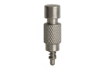 Metal spring loaded plunger pin detail on transparent background