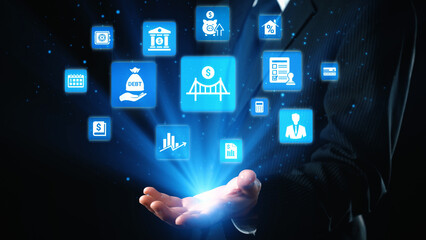 Loan icons represent debt, repayment, and financial planning. Loan supports banking, loan connects credit with payment systems, and loan helps manage interest effectively. Gist