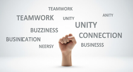 Raised Fist for Unity and Teamwork in Business Concept.
A powerful image symbolizing unity, connection, and collective power in business and social contexts