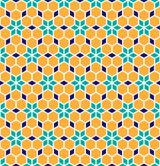 Geometric Islamic Pattern with Hexagons and Stars