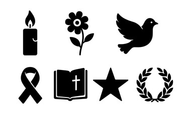 Symbols of Hope and Remembrance Including Candle Flower Dove Ribbon Bible Star and Wreath