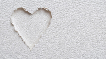 Obraz premium Close Up Of A Torn Heart Shape Cut From Textured Paper With Rough Edges