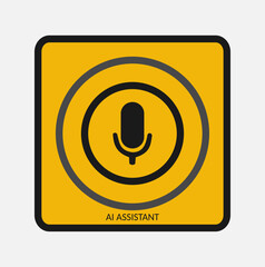 Yellow Microphone Button — Voice Recording and Podcast Icon