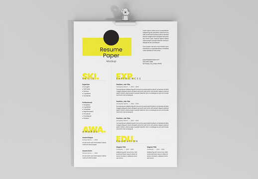 Resume A4 Paper Mockup