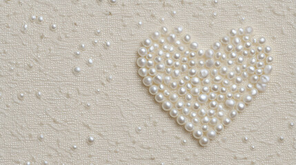 Heart Shape Formed By White Pearls On Textured Glittery Background Soft Light