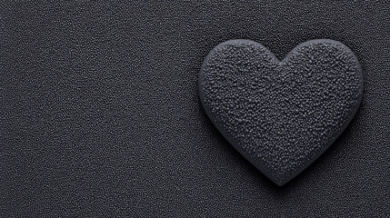 Obraz premium Modern Monochromatic Granules Forming Heart Shape on Dark Background, Luxury Grainy Texture for Romantic Valentine and Abstract Love Branding