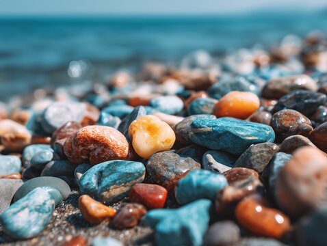 colorful pebble stones on the beach