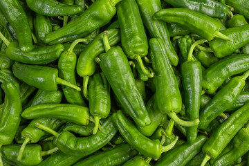Raw green paprika pepper, top view
