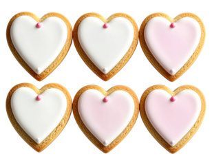 Soft pastel heart cookies set for Valentine’s Day, PNG transparent background