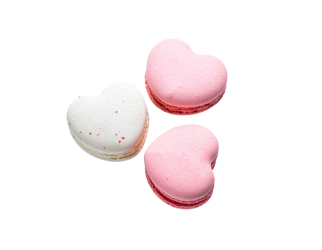Heart shaped macarons for Valentine’s Day, PNG transparent background