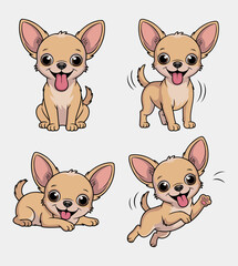 Cute Chihuahua Dog Sticker Pack with Playful Poses and Happy Expressions for Pet Lovers