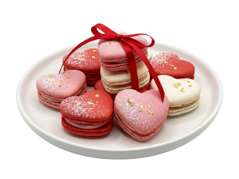 Heart macarons stack for valentine's day, png transparent background - Powered by Adobe
