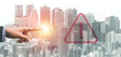 Cybersecurity alert warning showing red cyber for data breach, network threat, and cyber security system vulnerability with emphasis on security risk, caution, digital protection Vouch