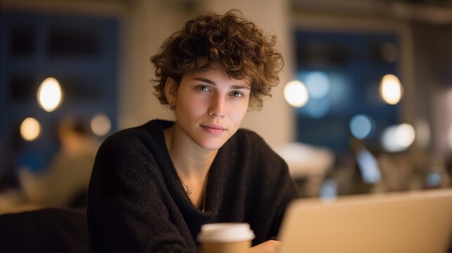 A startup founder working late in a cozy co-working loft, laptop glowing beside empty coffee cups, strategizing product pivots under warm Edison lights — entrepreneurial grit, early-stage hustle,
