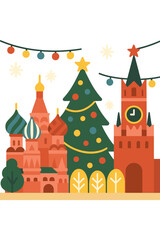 Fototapeta premium Moscow’s downtown is adorned for the New Year celebrations