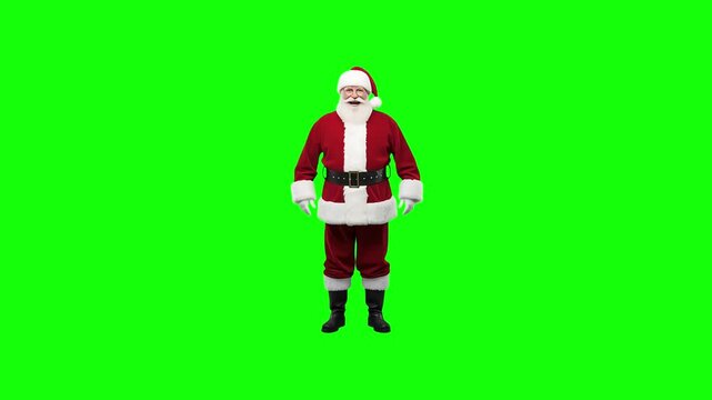 3D Santa Claus Dancing and Clapping with front view on Green Screen &ndash; Chroma Key Christmas Character Animation for Holiday Videos and Commercial Use