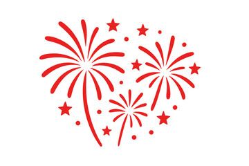 Obraz premium Red fireworks set against a white backdrop, symbolizing celebration, holidays, and party décor