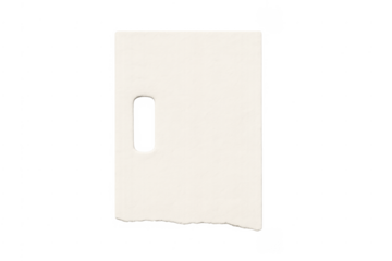Torn piece of white paper with hole cutout