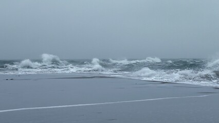 Aufeinandertreffen von Nord- und Ostsee in Grenen nahe Skagen in D&auml;nemark