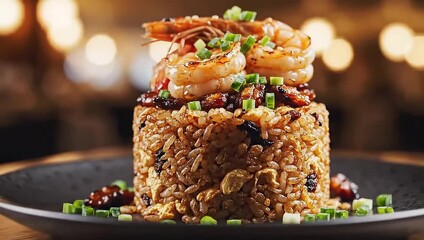 Delicious shrimp fried rice recipe with green onions and tasty ingredients for dinner cooking ideas