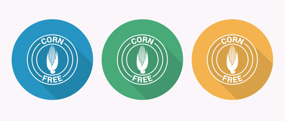 Corn free circle icons food allergy intolerance safety for healthy diet and eating