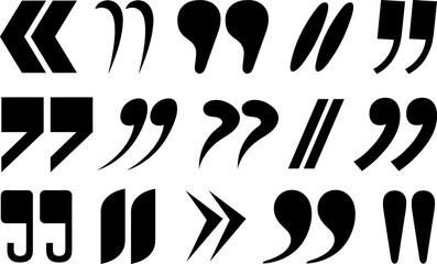 Illustration of different quotation marks symbols isolated on white background