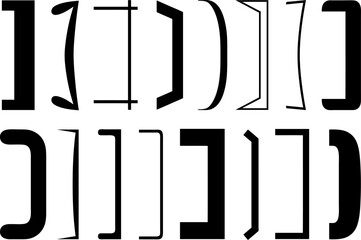 Group of different right brackets isolated on white background