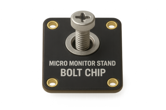 Metal bolt securing monitor stand to camera equipment