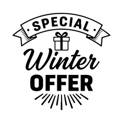 Black and white Special Winter Offer vector (EPS/JPG) and transparent PNG label for promotion and sale banners. Ideal for seasonal marketing graphics and web use.
