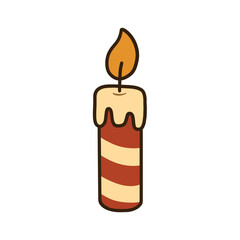 burning striped design Christmas candle cartoon illustration