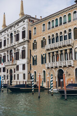 Grand Canal architecture and boats in Venice Italy
