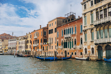 Grand Canal Venice Italy historic buildings lining water