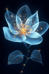 This stunning image showcases a luminous flower with a delicate, translucent design radiating soft light, creating an ethereal and enchanting visual experience for viewers.