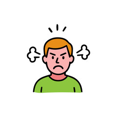 Angry man character isolated illustration. Negative emotion, furious facial expression.