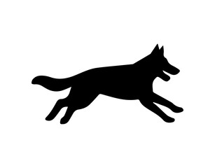 Simple dog silhouette isolated icon. Pet logo template. Cute puppy sign.