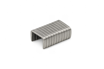 Stack of metal staples for office equipment on transparent background
