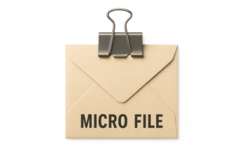 Micro file document held by binder clip