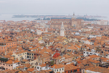 Fototapeta premium Venice cityscape from above with terracotta rooftops
