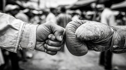 Bare Knuckle Meets Boxing Glove A Powerful Symbol of Confrontation, Strength, and the Spirit of Competition
