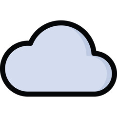 Simple Light Blue Cloud Icon with Black Outline on Transparent Background Minimalist Weather Symbol Digital Art