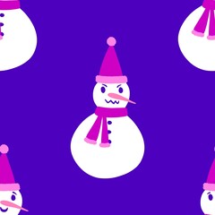 Christmas cartoon ice seamless snowman pattern for wrapping paper and fabrics