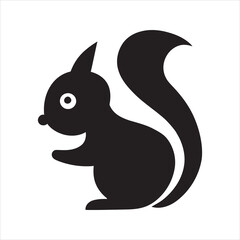 Squirrel Icon – Cute Forest Animal Silhouette Vector
