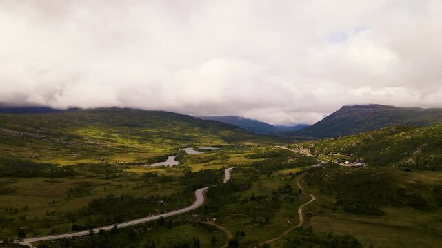 Aerial view of Voringsfoss, Norway.
