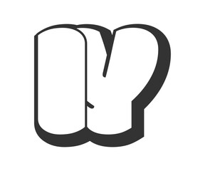 IY logo, bubble comic lettering, rounded in graffiti style black and white silhouette. Trendy preschool I and Y letter text for festival party, personal initials, children funky print and web.